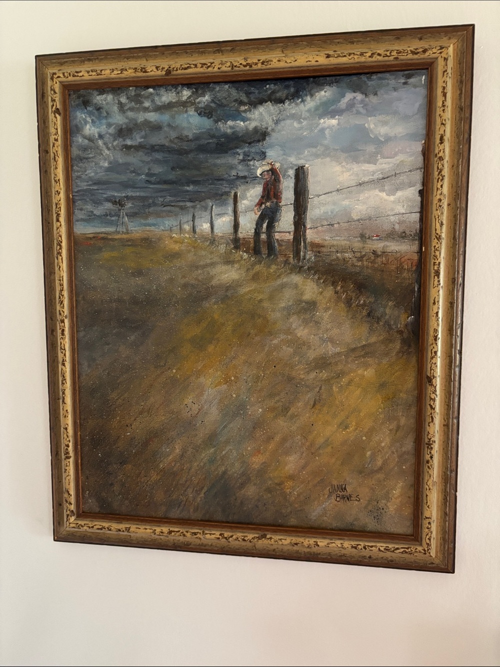 Framed Rural Landscape Wall Art - Brown and Gray